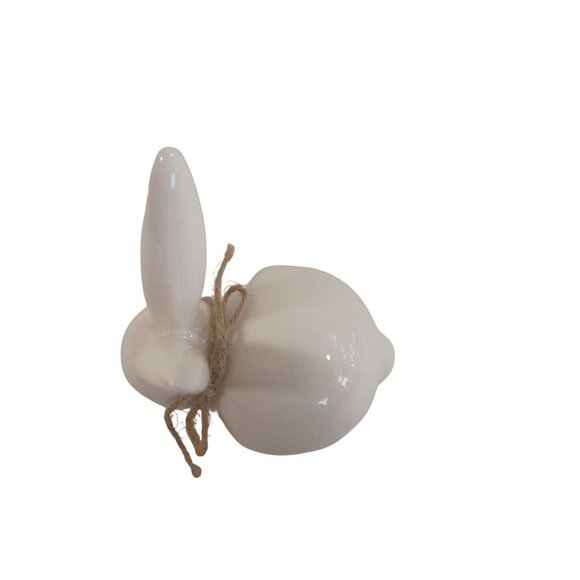 Vintage 1960's White Ceramic Bunny Rabbit 5.5" x 4.5" Handmade Crackle - Picture 5 of 6